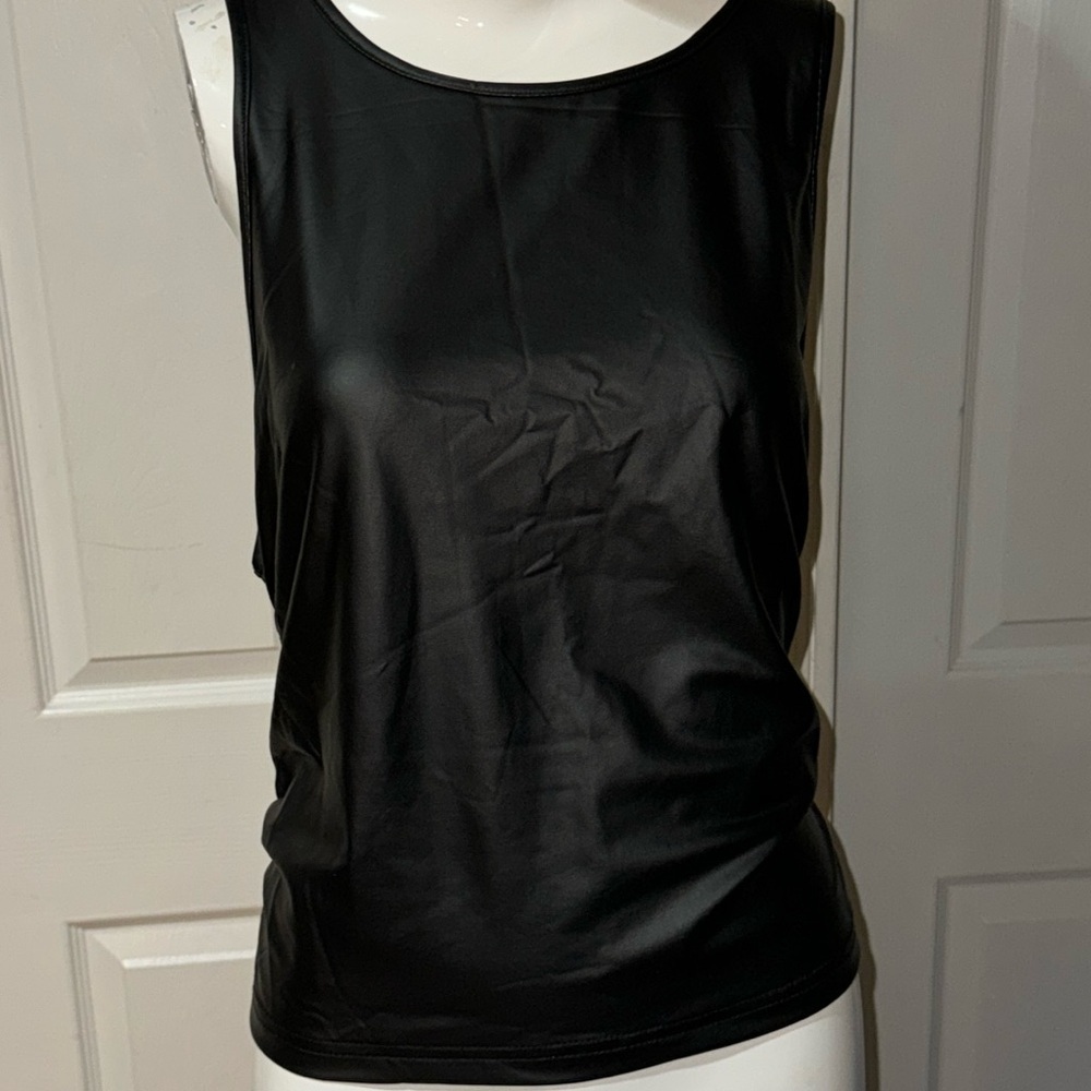 Shein vegan leather side tie sleeveless top